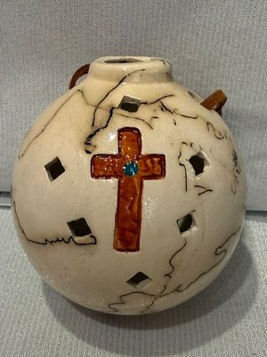 Cross on Horse Hair Round Ornament Cross on Horse Hair Round Ornament