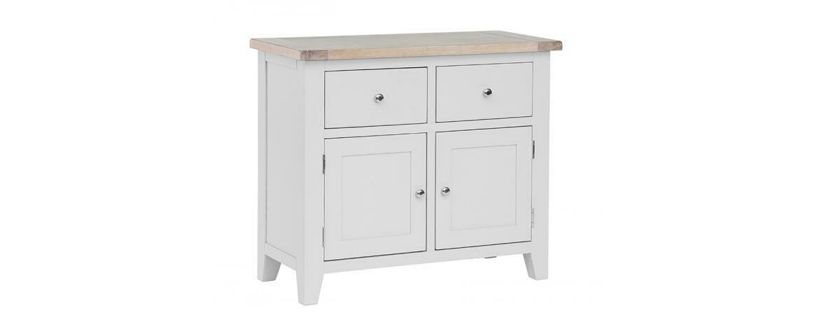 Chalked Oak Light Grey 2 Door 2 Drawer Narrow Sideboard