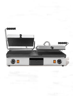 Double Cast Iron contact grill grooved type 16050
