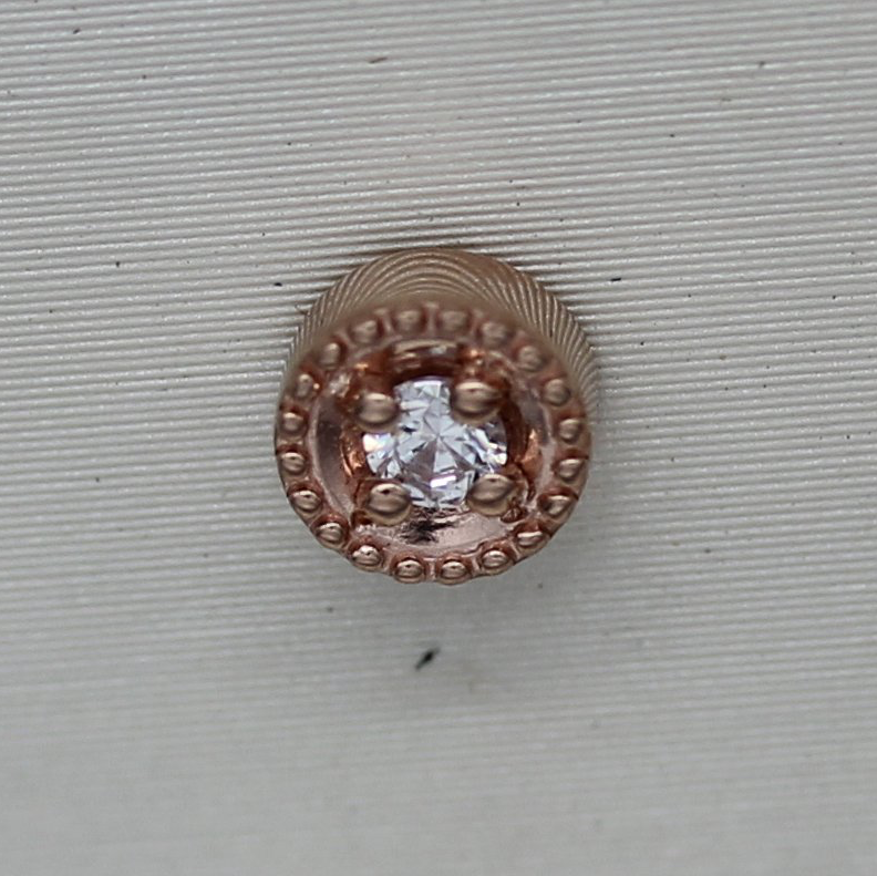 BVLA Threadless: Pin with round harlequin- 4mm- 2 mm gem