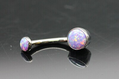 Anatometal Titanium Bezel Navel Curve with synthetic light Purple Opal stones 5mm bottom and 3mm top