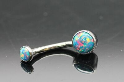 Anatometal Titanium Bezel Navel Curve with synthetic light Blue Opal stones 5mm bottom and 3mm top