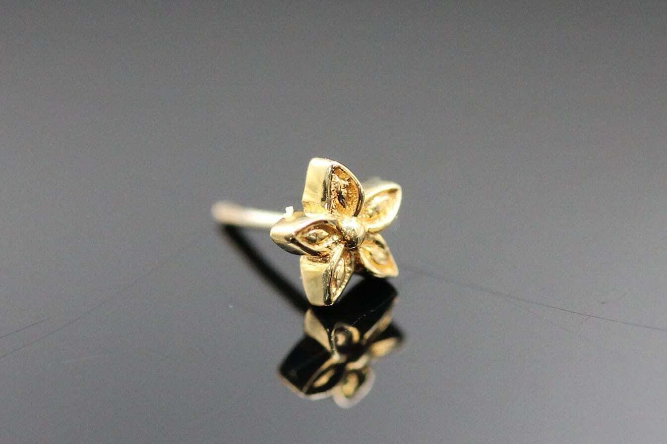 BVLA Yellow Gold Pin think Hibiscus Flower
