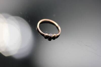 16g or 18g Solid 14k Gold (NOT plated or filled) Ring With Gold Beads And Real Diamond 1.7mm VS1 E/F Color