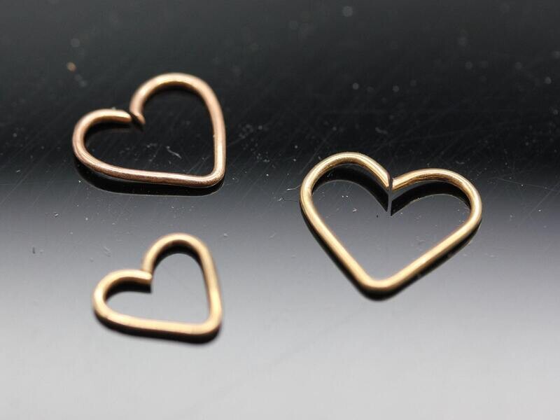 16g or 18g  Solid Gold (NOT plated or filled) Heart Seamless Ring