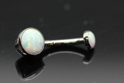 Anatometal Titanium Bezel Navel Curve with white synthetic opal stones 5mm bottom and 3mm top