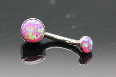 Anatometal Titanium Bezel Navel Curve with light pink synthetic opal Stones 5mm bottom and 3mm top
