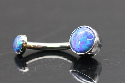 Anatometal Titanium Bezel Navel Curve with synthetic Dark Blue Opal stones 5mm bottom and 3mm top