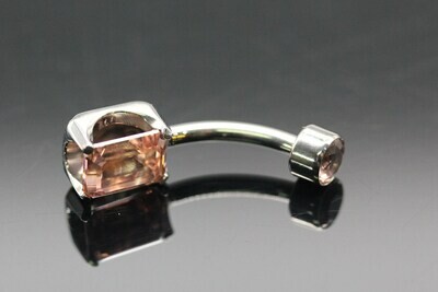 Anatometal Titanium Emerald-cut Curve with Dusty Morganite Stones 6x8mm bottom and 3mm top