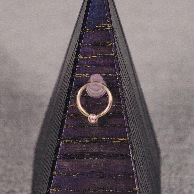 16g or 18g Solid 14k Gold Ring With 2mm Baby Pink Topaz