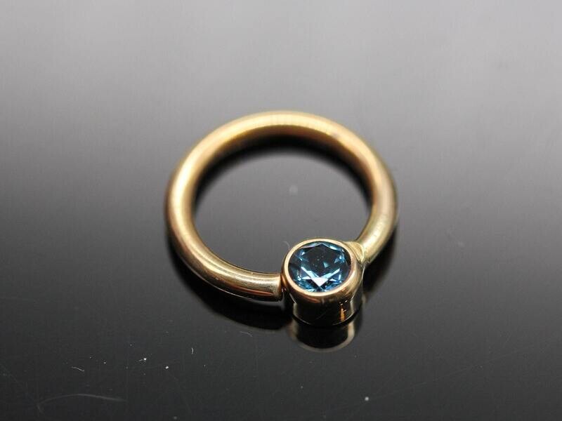 16g or 18g Solid 14k Gold  (NOT plated or filled) With Real 2mm London Blue Topaz