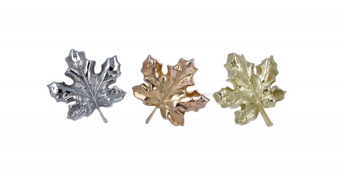 Anatometal Maple Leaf  threadless ends are made out of solid 18k Gold