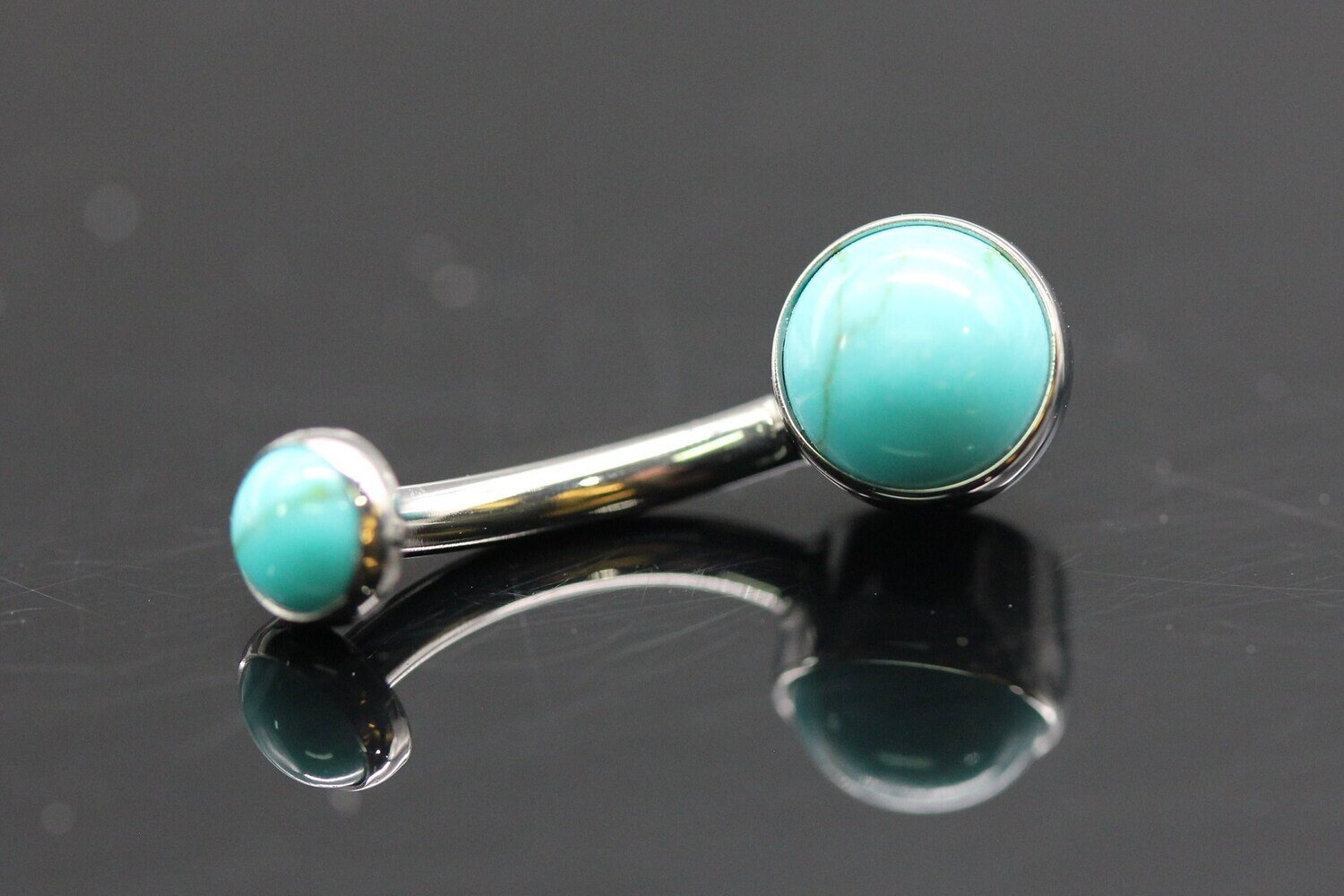 Anatometal Titanium Bezel Navel Curve with Turquoise stones 5mm bottom and 3mm top