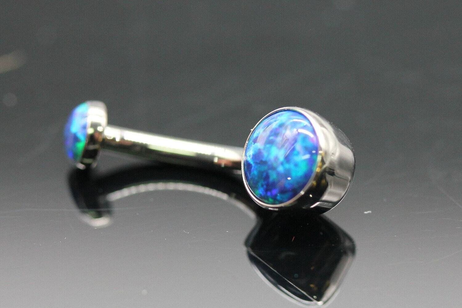 Anatometal Titanium Bezel Navel Curve with Dark Blue synthetic opal stones 5mm bottom and 3mm top
