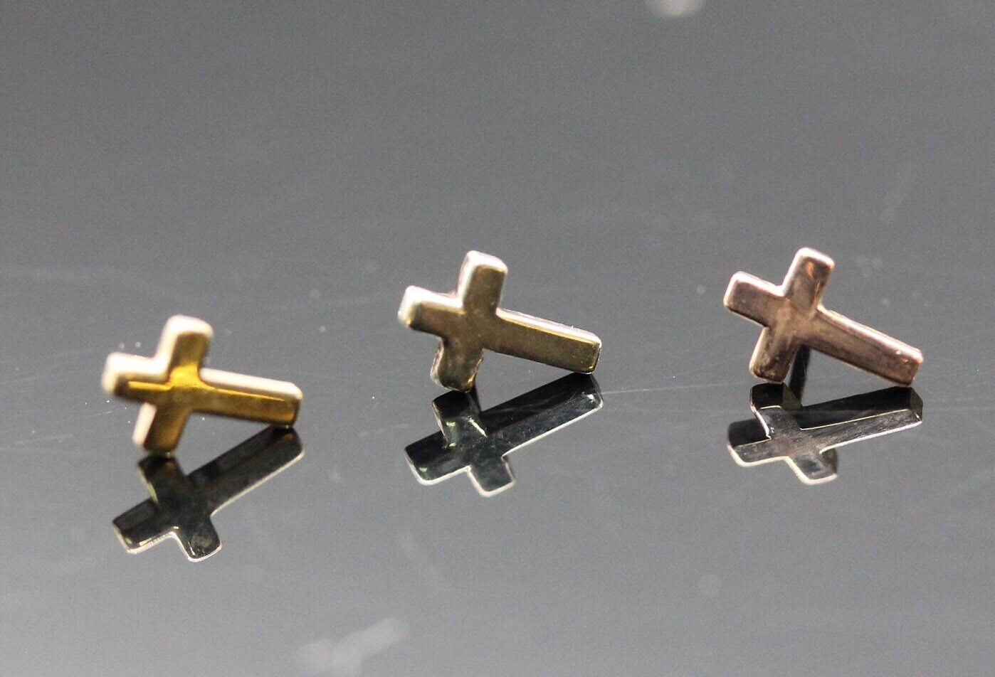 Cross push pin  14k solid Gold (NOT plated or filled)