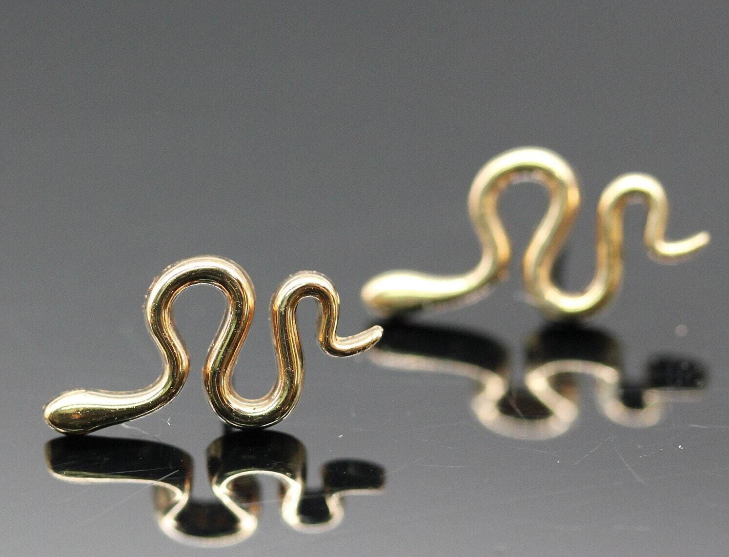 Snake push pin 14k solid Gold (NOT plated or filled)