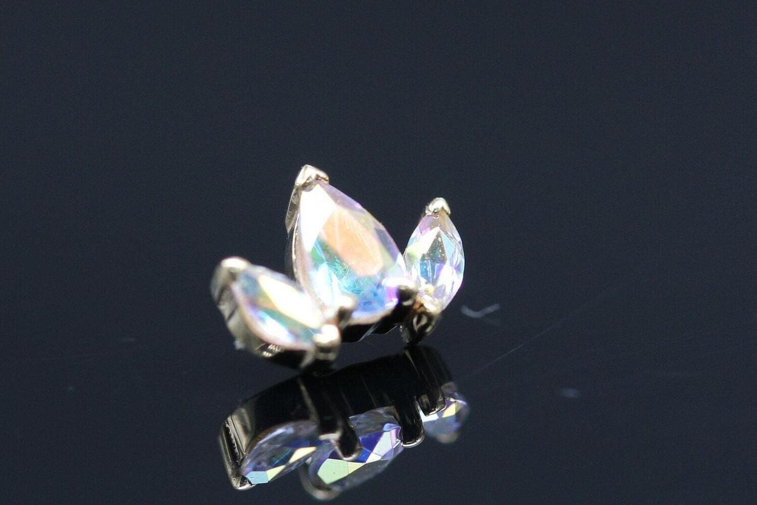 BVLA Threaded yellow gold  Alana With marquis cut mercury Mist Topaz