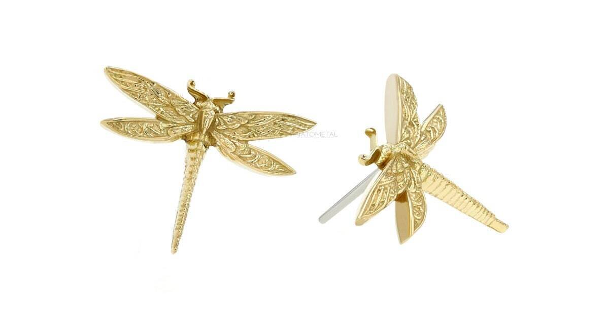 Anatometal Dragonfly threadless ends are made out of solid 18k Gold