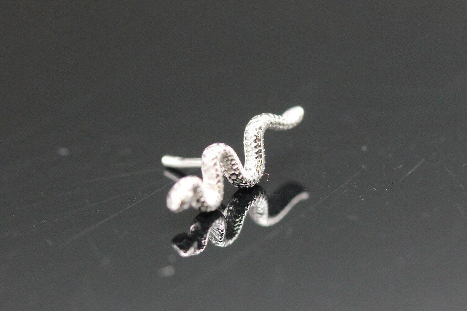 BVLA White gold pin Delicate snake