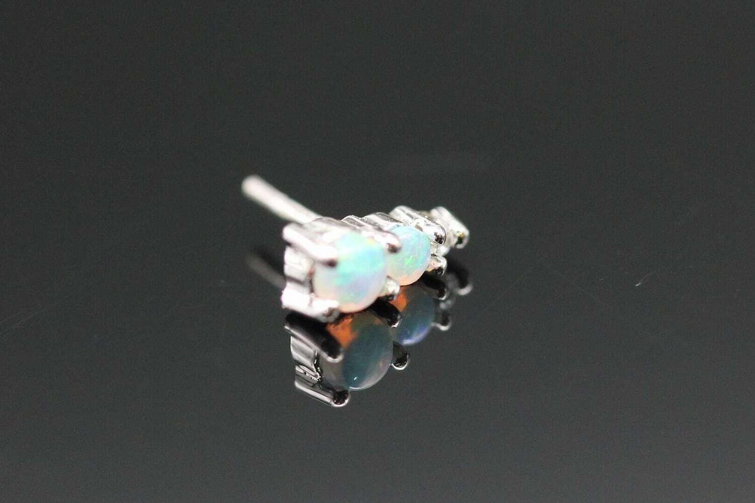 BVLA White gold pin- Jeanie 3 - White Opal and Real Diamond