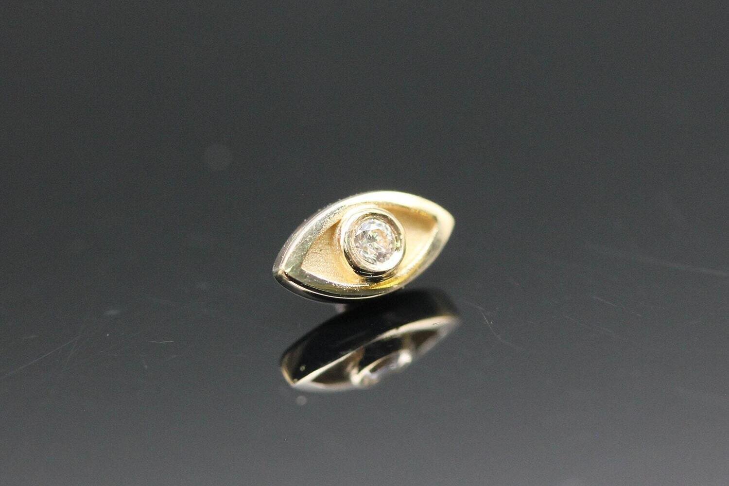 BVLA Threaded yellow gold Jinx - 2mm white cz stone