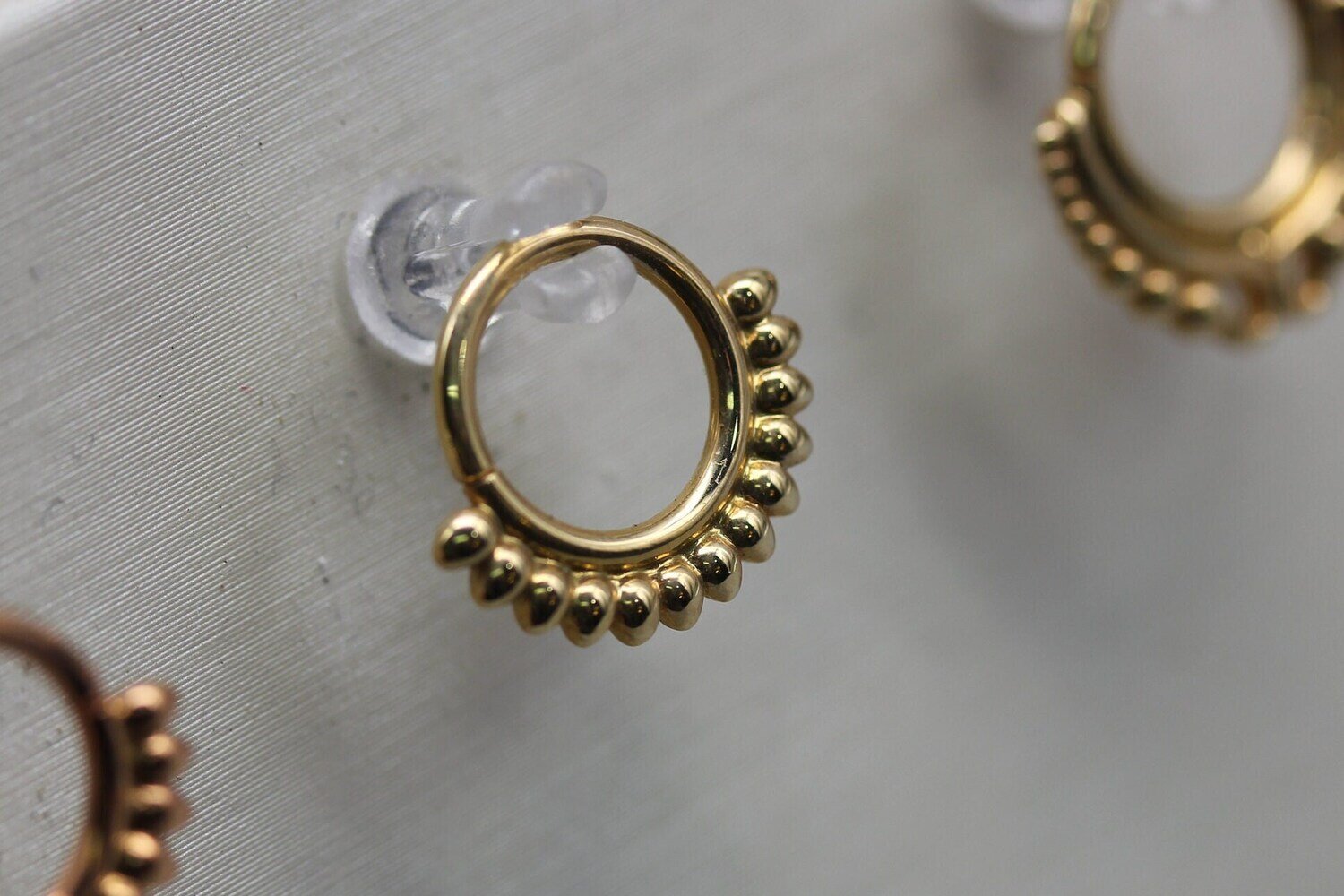 BVLA Yellow Gold Janus -Seamless ring-  Row of 2mm tears below ring 16GA 5/16