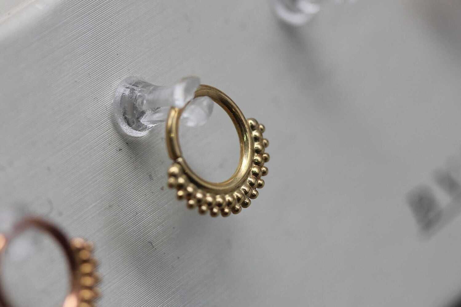 BVLA Yellow  gold Kolo - 16GA seamless ring- row of tiny beads cluster under ring