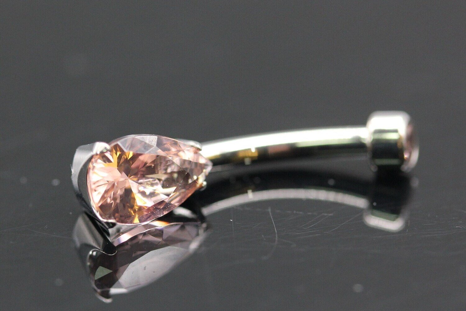 Anatometal Titanium Pear shaped Navel Curve with Primrose Stones with 5mm x 8mm Pear stone