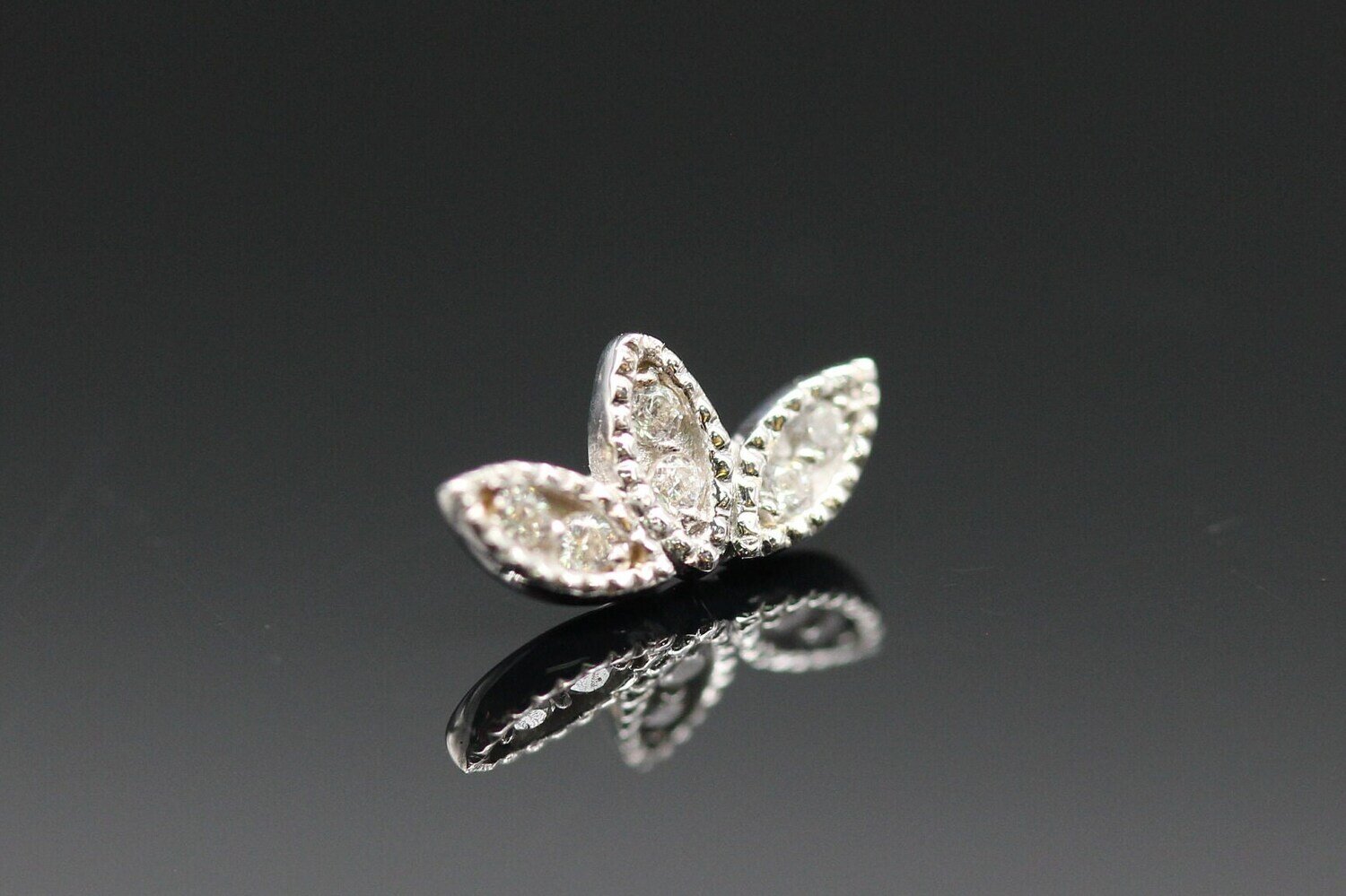 BVLA Threaded White Gold Firefly with white CZ's