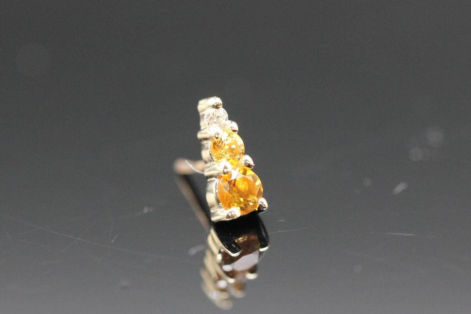 BVLA yellow gold pin Jeanie 3 citrine, Honey Topaz, and real diamond