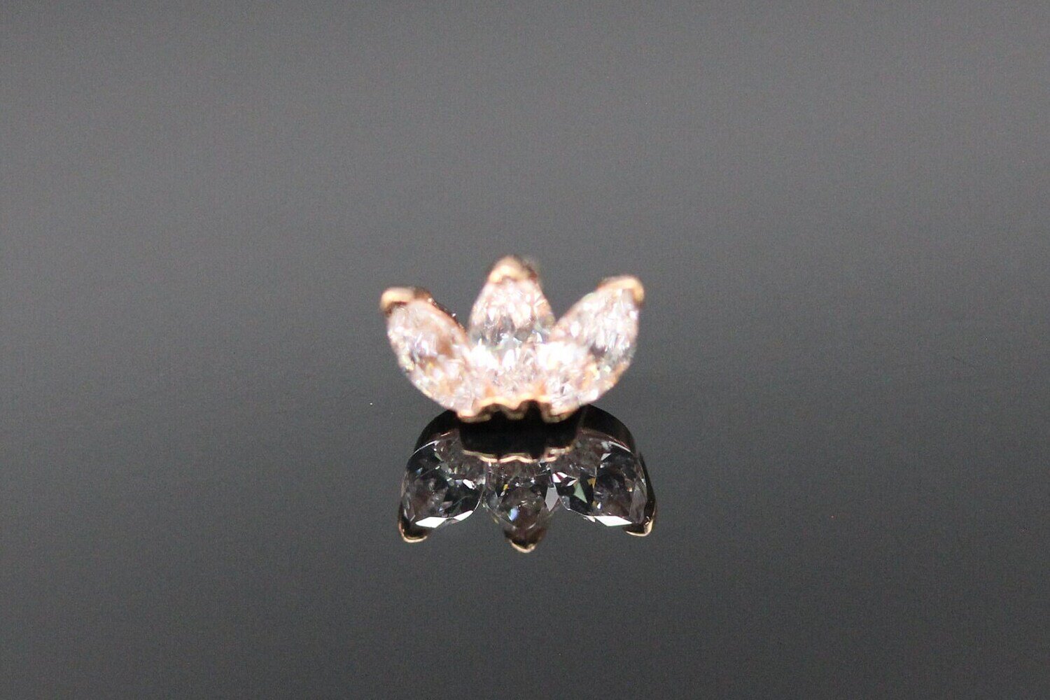 BVLA Rose gold tiny triple marquise with white CZ's