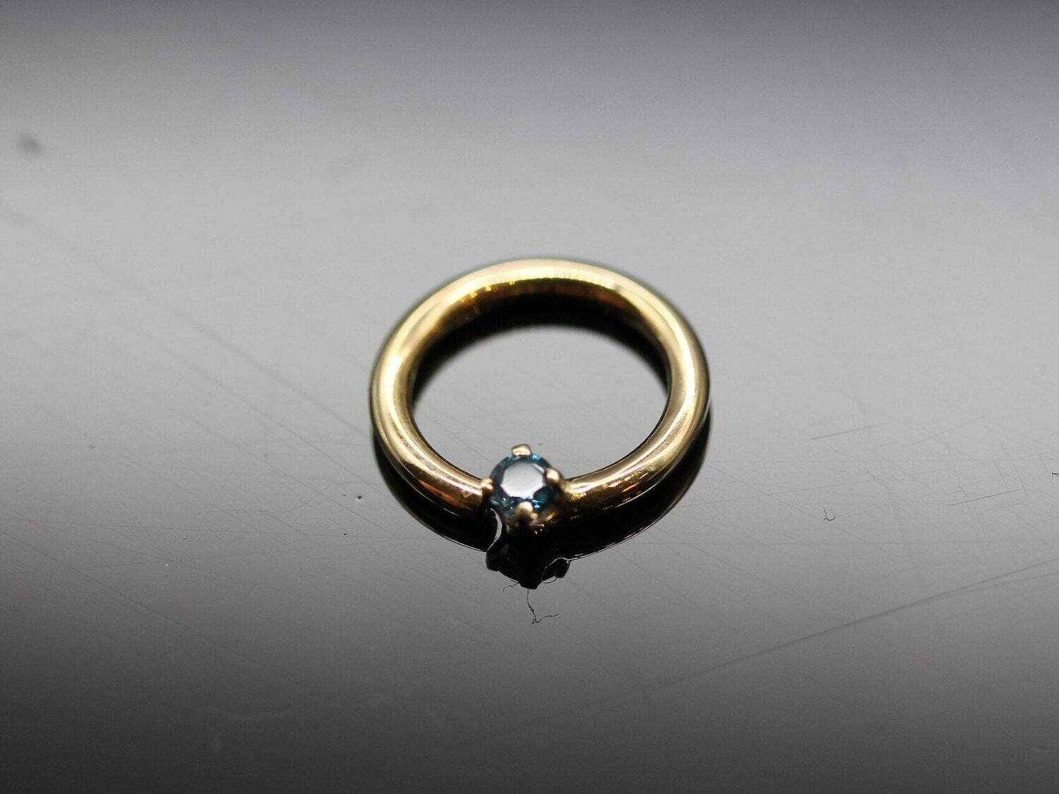 16g or 18g  Solid 14k Gold  (NOT plated or filled)  With Real 1.7 mm Blue Topaz prong set