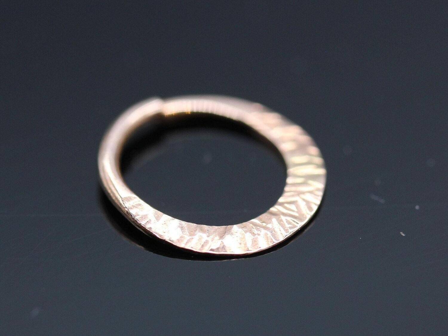 16g or 18g Solid 14k Gold (NOT plated or filled) Half Flat Textured Seamless Ring