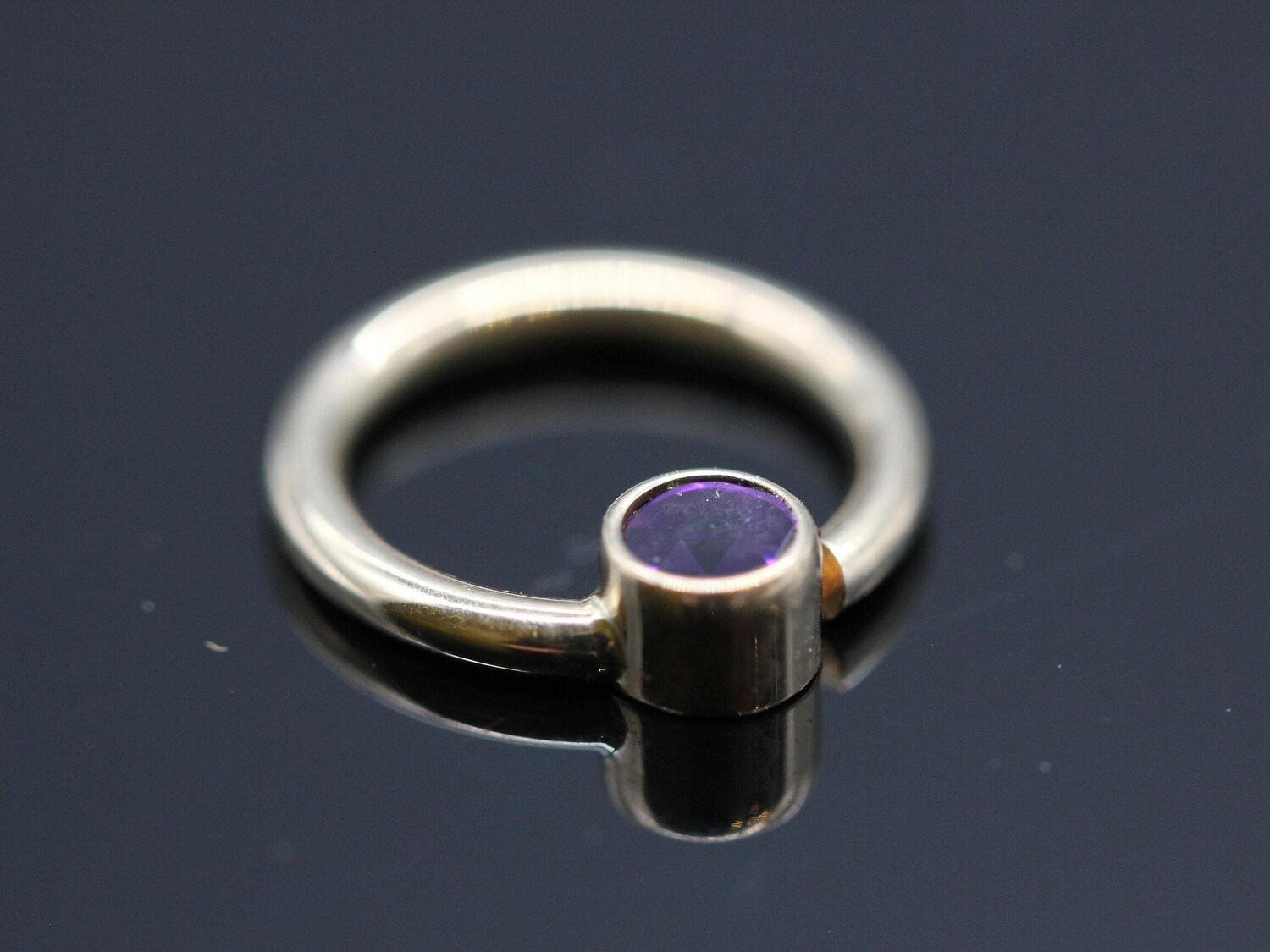 16g or 18g  Solid 14k Gold  (NOT plated or filled)  With Real 3mm reverse set rose cut Amethyst