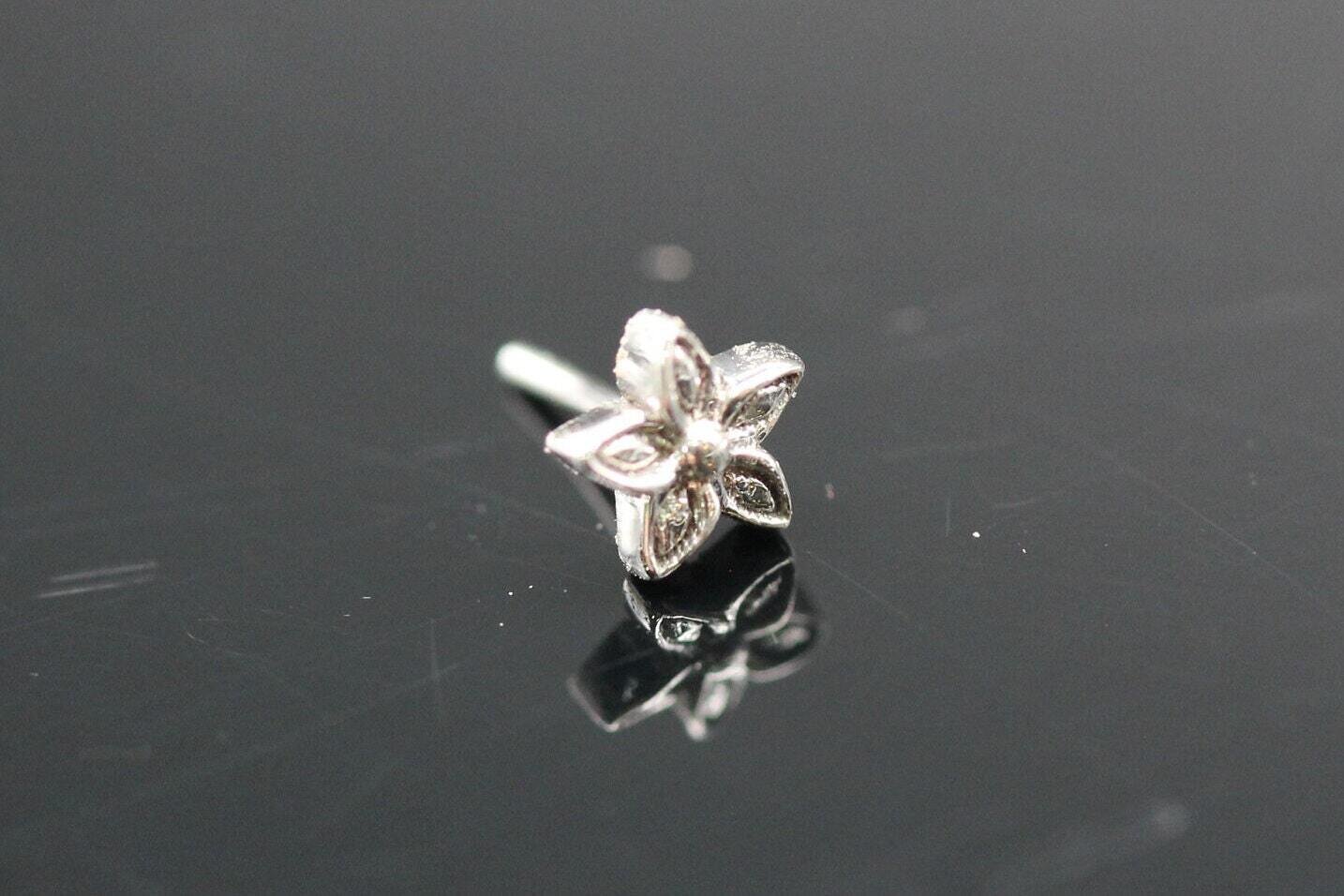 BVLA White Gold Pin thick Hibiscus Flower