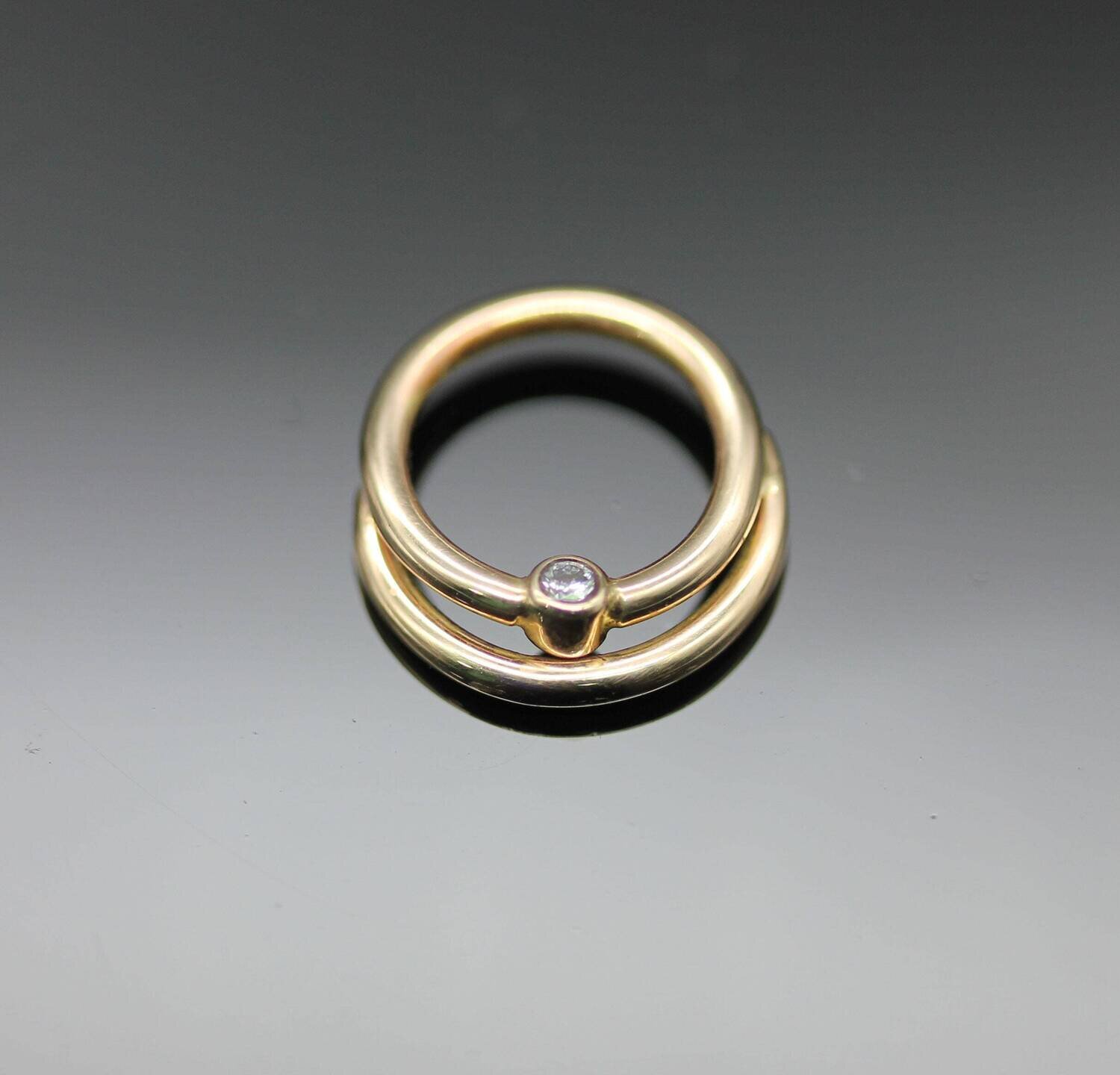 16g or 18g Solid 14k Gold (NOT plated or filled) Double Ring With Real Diamond 1.7mm VS1 E/F Color