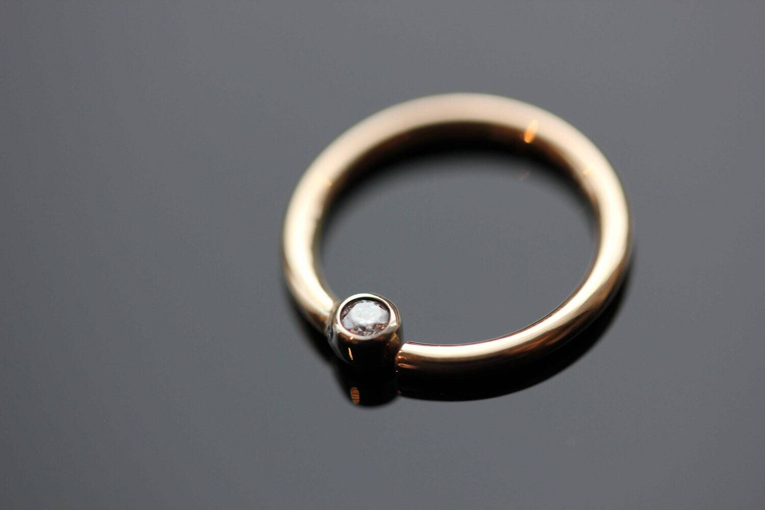 16g or 18g  Solid 14k Gold (NOT plated or filled) Ring With Real Diamond 1.7 mm VS1 E/F Color