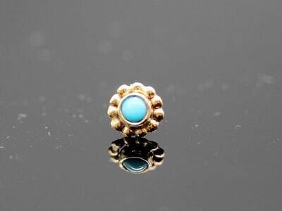 3 mm Real Turquoise center with beaded circle -compatible with NeoMetal backing -not included
