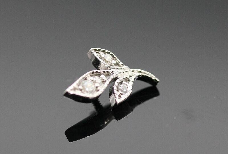 BVLA Threaded End - Mini Wisteria - 10x6mm - Vine With 1x 1.5mm and 3x 1mm CZ Gems - Millgrain Edges -