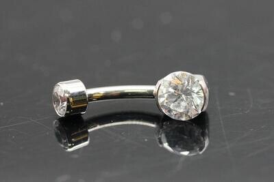 Anatometal Titanium Partial Bezel Navel Curve with White CZ Stones 5mm bottom and 3mm top