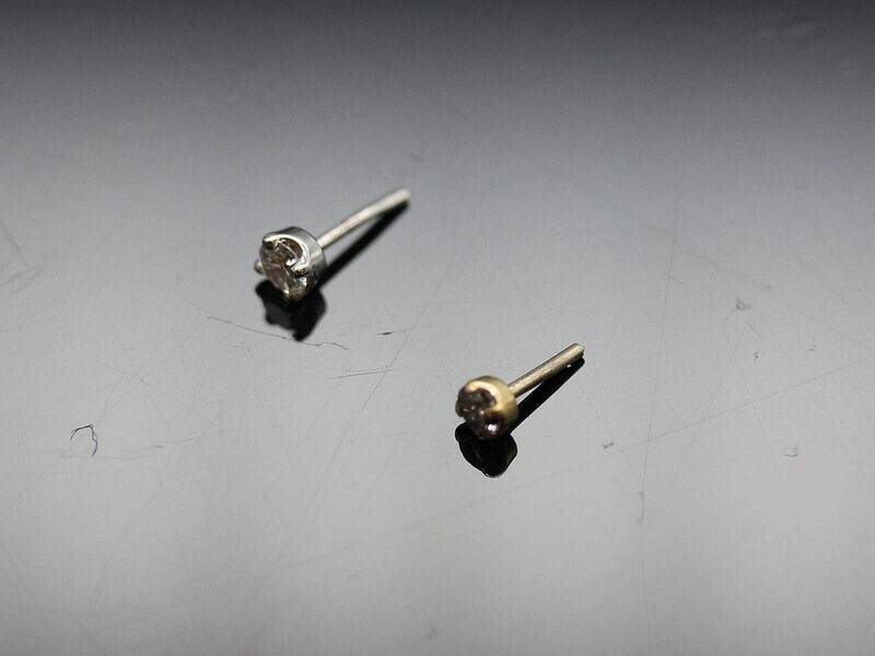 Diamond four prong set   compatible with Neometal Push Pins 14k Gold Ring With Real Diamond 1.7mm VS1 E/F Color
