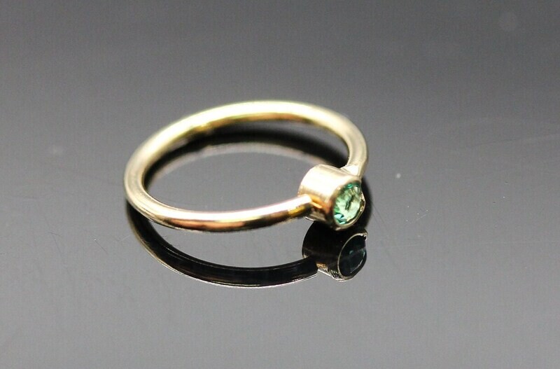 20G Front facing Emerald Nose ring 14k solid Gold (NOT plated or filled)