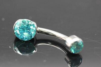 Anatometal Titanium Partial Bezel Navel Curve with Mint Green Stones 5mm bottom and 3mm top
