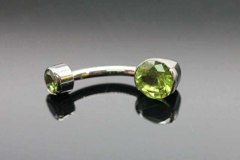 Anatometal Titanium Partial Bezel Navel Curve with Peridot Stones 5mm bottom and 3mm top