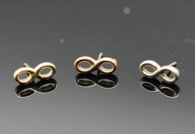 Infinity push pin 14k solid Gold (NOT plated or filled)