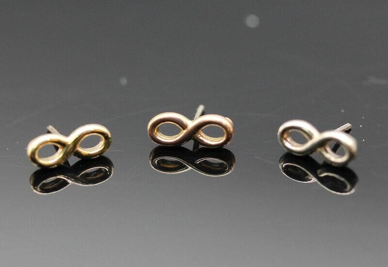 Infinity push pin  14k solid Gold (NOT plated or filled)