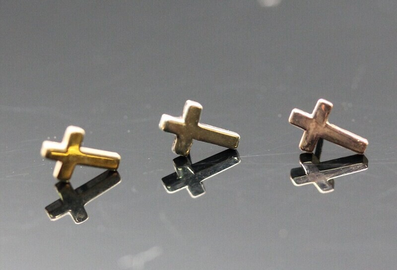 Cross push pin  14k solid Gold (NOT plated or filled)