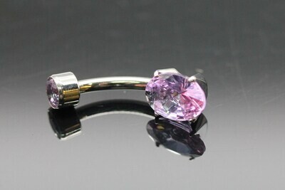 Anatometal Titanium Oval Navel Curve with Primrose Stones 6x8mm bottom and 3mm top