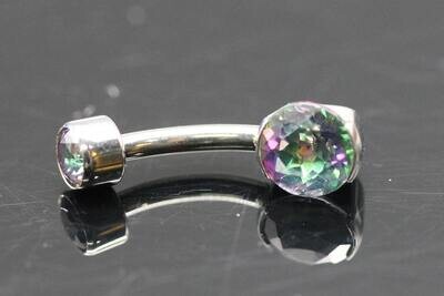 Anatometal Titanium Partial Bezel Navel Curve with Mystic Topaz Stones 5mm bottom and 3mm top