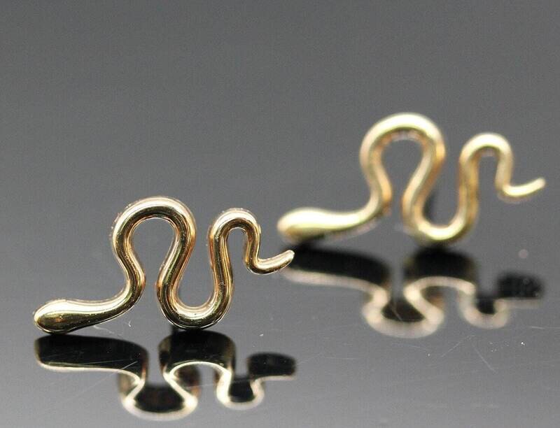 Snake push pin  14k solid Gold (NOT plated or filled)